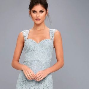 ROSETTA SLATE BLUE LACE MAXI DRESS